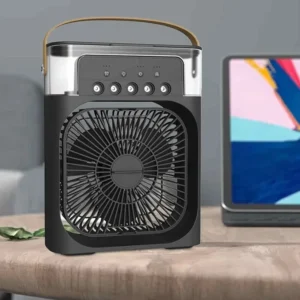 3 em 1: Ventilador, Mini Refrigerador de Ar e Umidificador Preto