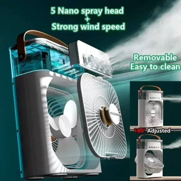 3 em 1: Ventilador, Mini Refrigerador de Ar e Umidificador Preto - Imagem 2